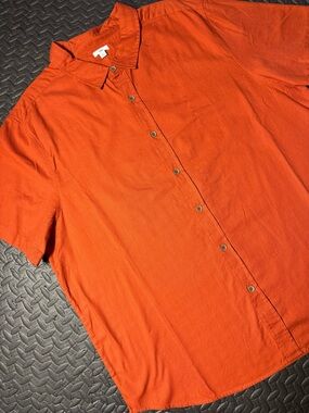 dip Men’s Orange Cotton Short-Sleeve Button Down Shirt NWT Size XXL